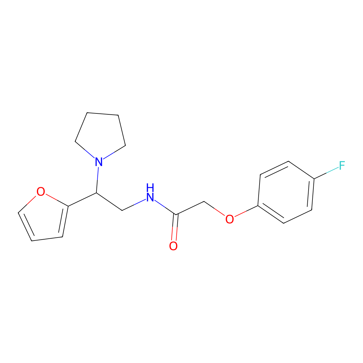 2-(4-fluorophenoxy)-N-[2-(furan-2-yl)-2-(pyrrolidin-1-yl)ethyl]acetamide molecular structure, CAS 1019143-78-2
