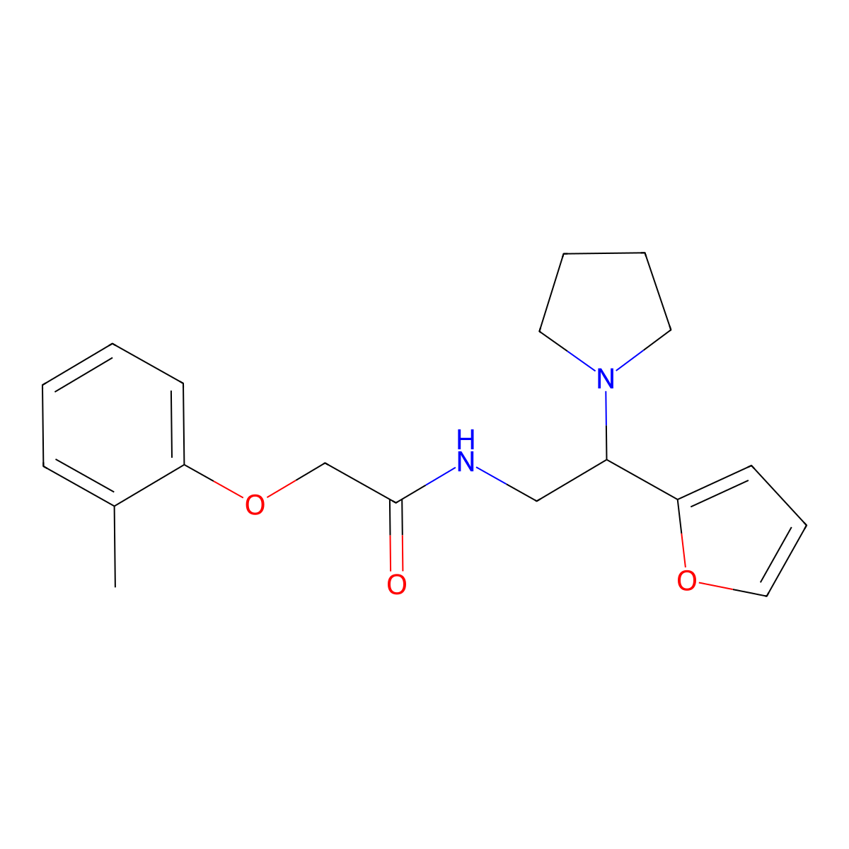 N-[2-(furan-2-yl)-2-(pyrrolidin-1-yl)ethyl]-2-(2-methylphenoxy)acetamide molecular structure, CAS 1019143-81-7