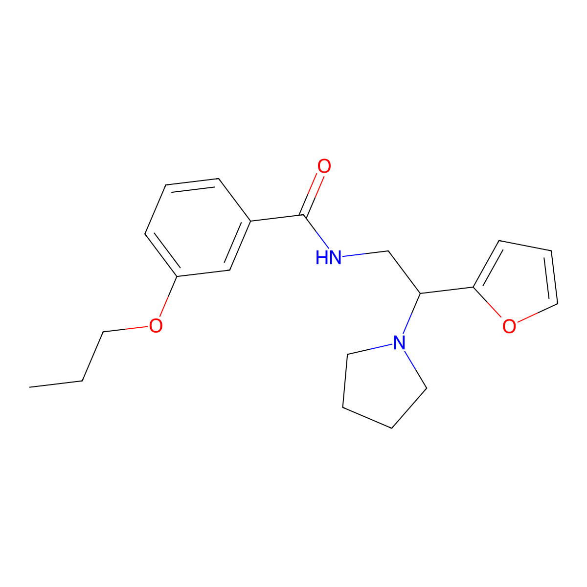 N-[2-(furan-2-yl)-2-(pyrrolidin-1-yl)ethyl]-3-propoxybenzamide molecular structure, CAS 1019144-04-7