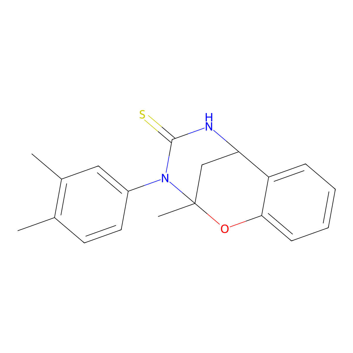 3-(3,4-dimethylphenyl)-2-methyl-5,6-dihydro-2H-2,6-methanobenzo[g][1,3,5]oxadiazocine-4(3H)-thione molecular structure, CAS 1019148-84-5