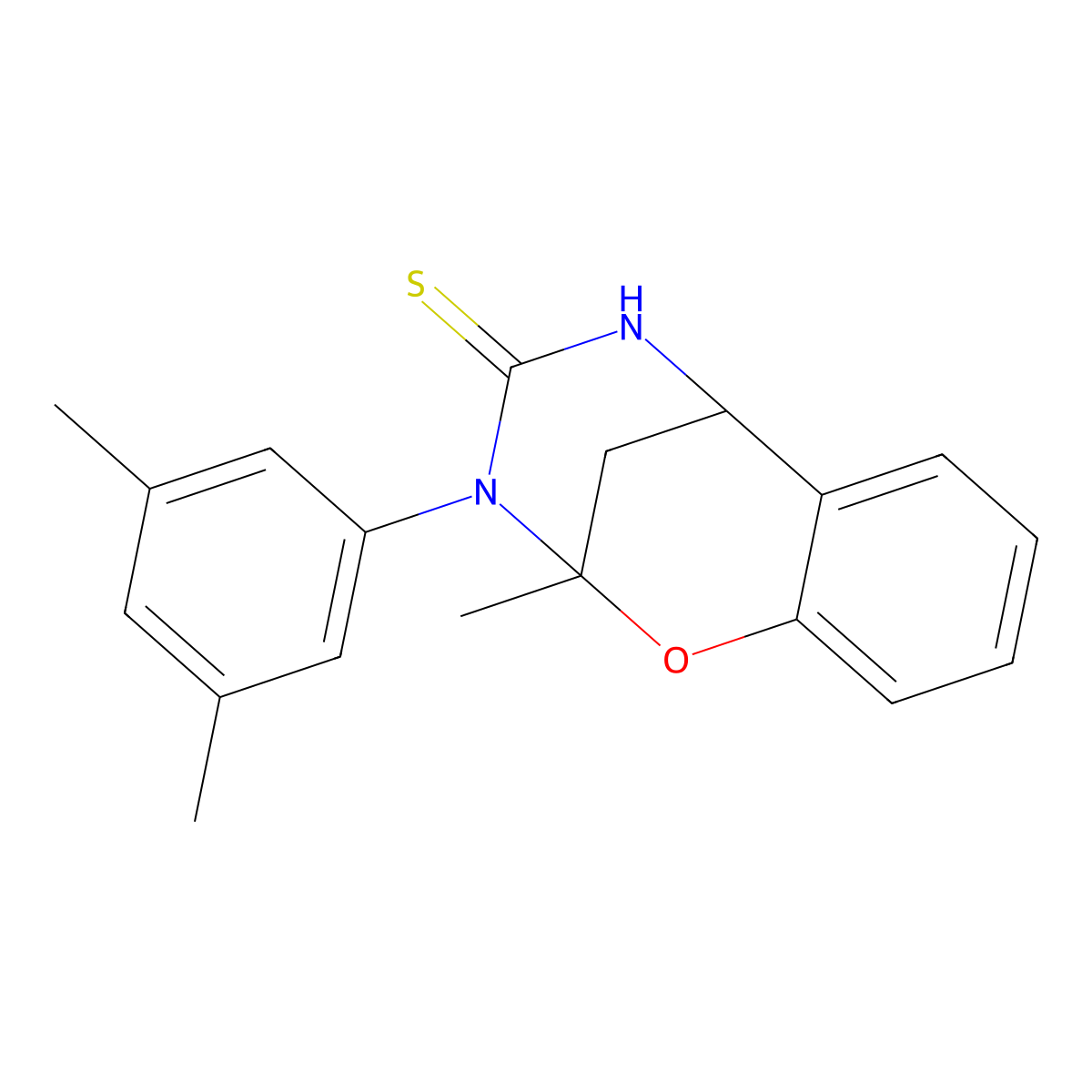 3-(3,5-dimethylphenyl)-2-methyl-5,6-dihydro-2H-2,6-methanobenzo[g][1,3,5]oxadiazocine-4(3H)-thione molecular structure, CAS 1019148-86-7