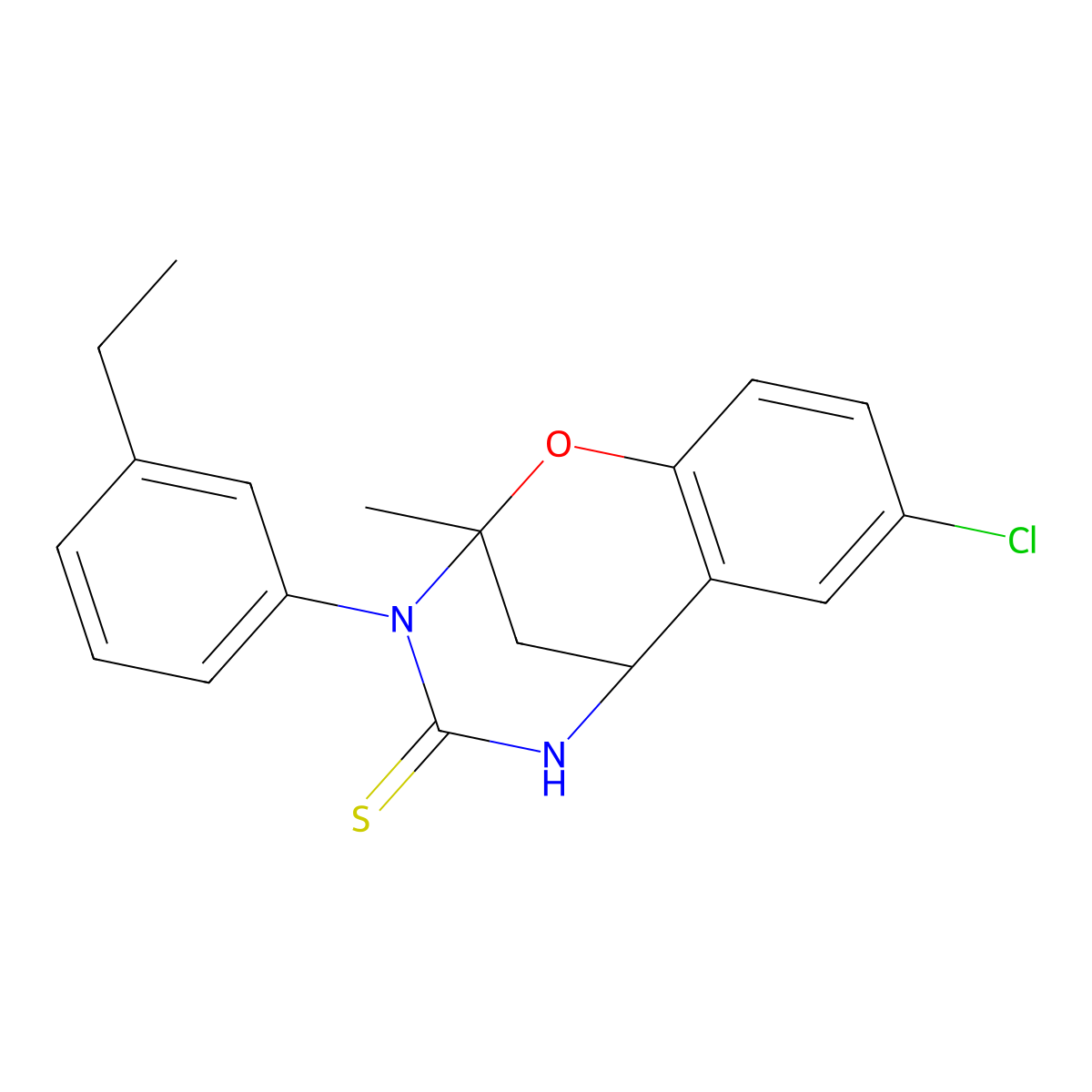 8-chloro-3-(3-ethylphenyl)-2-methyl-5,6-dihydro-2H-2,6-methanobenzo[g][1,3,5]oxadiazocine-4(3H)-thione molecular structure, CAS 1019149-21-3