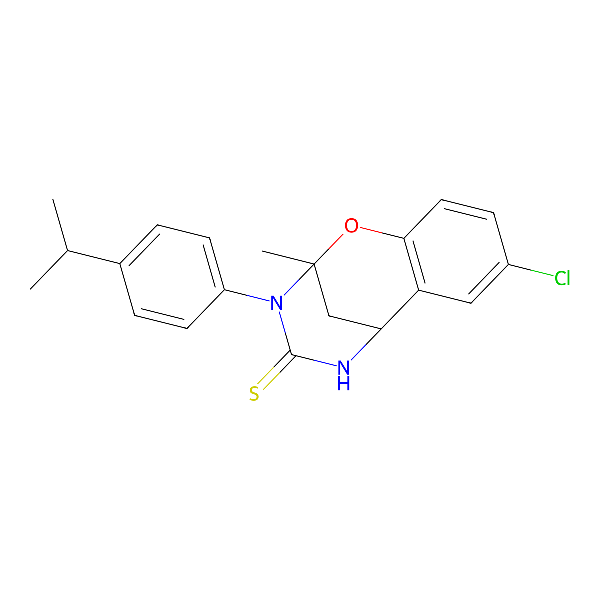 8-chloro-3-(4-isopropylphenyl)-2-methyl-5,6-dihydro-2H-2,6-methanobenzo[g][1,3,5]oxadiazocine-4(3H)-thione molecular structure, CAS 1019149-25-7