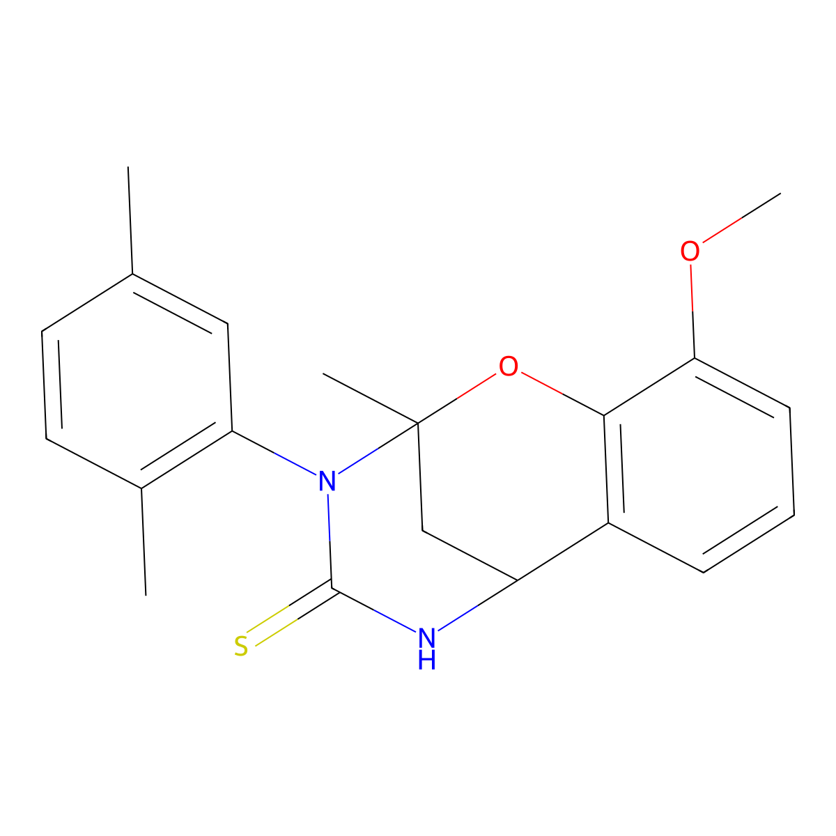 3-(2,5-dimethylphenyl)-10-methoxy-2-methyl-5,6-dihydro-2H-2,6-methanobenzo[g][1,3,5]oxadiazocine-4(3H)-thione molecular structure, CAS 1019149-37-1