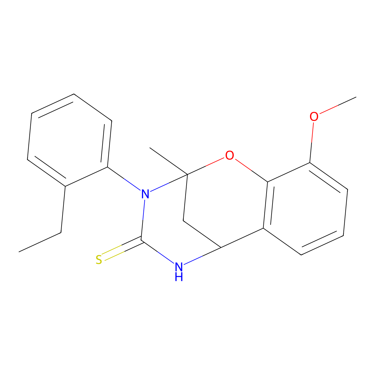 3-(2-ethylphenyl)-10-methoxy-2-methyl-5,6-dihydro-2H-2,6-methanobenzo[g][1,3,5]oxadiazocine-4(3H)-thione molecular structure, CAS 1019149-43-9