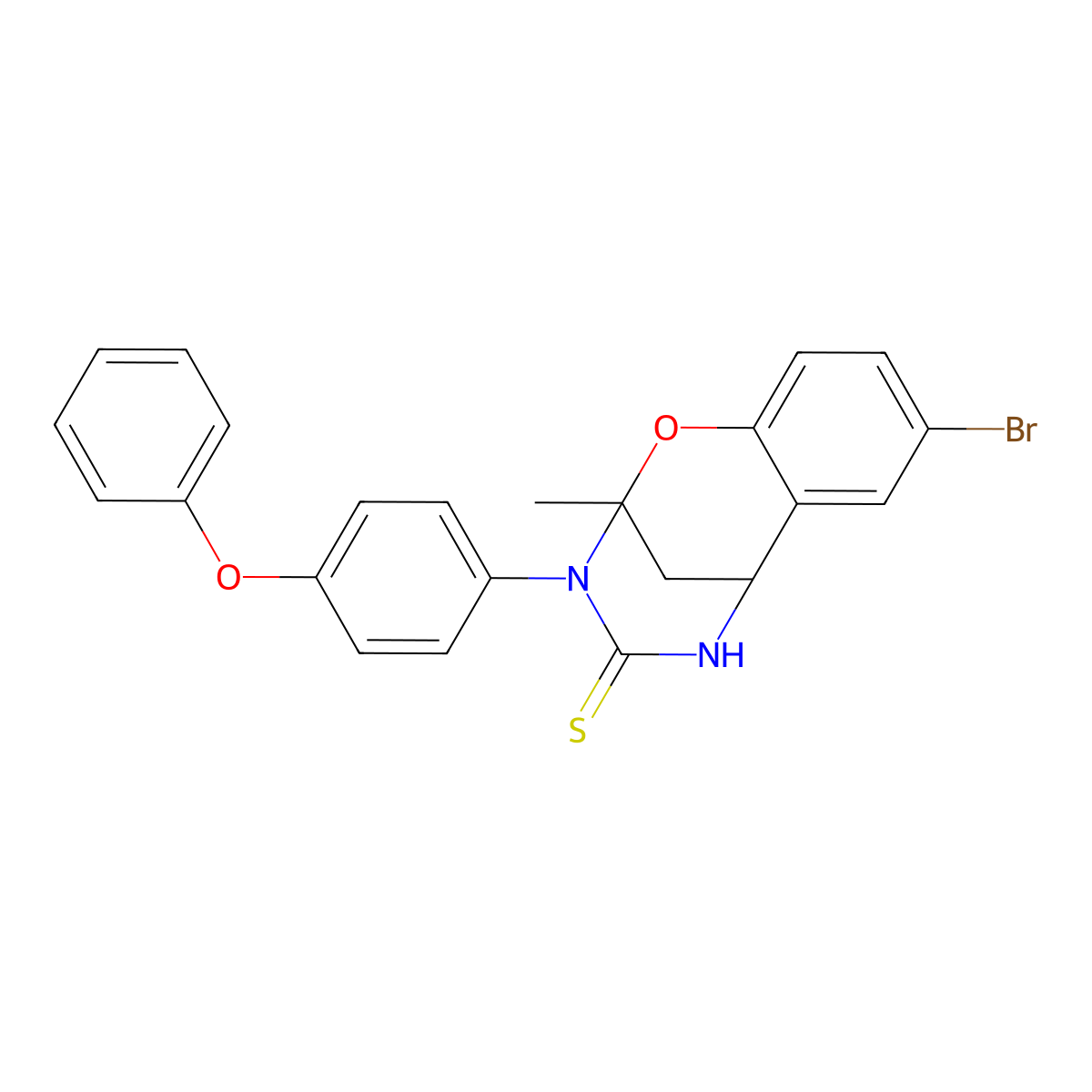8-bromo-2-methyl-3-(4-phenoxyphenyl)-5,6-dihydro-2H-2,6-methanobenzo[g][1,3,5]oxadiazocine-4(3H)-thione molecular structure, CAS 1019149-49-5