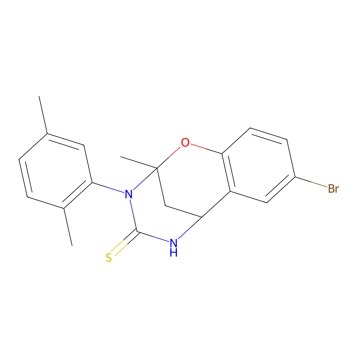 8-bromo-3-(2,5-dimethylphenyl)-2-methyl-5,6-dihydro-2H-2,6-methanobenzo[g][1,3,5]oxadiazocine-4(3H)-thione molecular structure, CAS 1019149-57-5