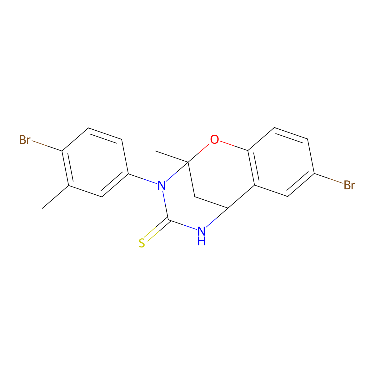 8-bromo-3-(4-bromo-3-methylphenyl)-2-methyl-5,6-dihydro-2H-2,6-methanobenzo[g][1,3,5]oxadiazocine-4(3H)-thione molecular structure, CAS 1019149-59-7