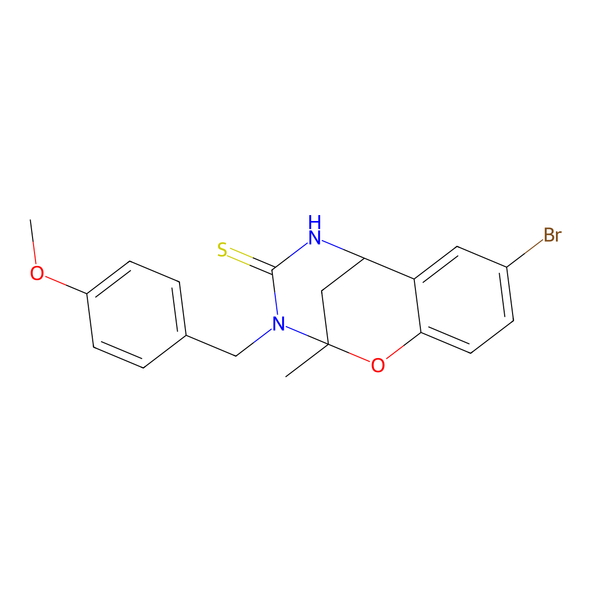 8-bromo-3-(4-methoxybenzyl)-2-methyl-5,6-dihydro-2H-2,6-methanobenzo[g][1,3,5]oxadiazocine-4(3H)-thione molecular structure, CAS 1019149-69-9