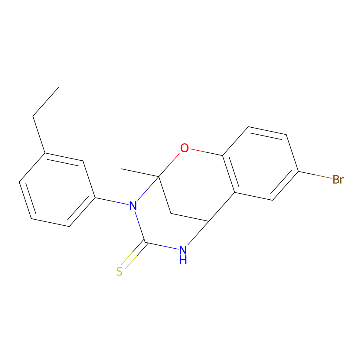 8-bromo-3-(3-ethylphenyl)-2-methyl-5,6-dihydro-2H-2,6-methanobenzo[g][1,3,5]oxadiazocine-4(3H)-thione molecular structure, CAS 1019149-72-4