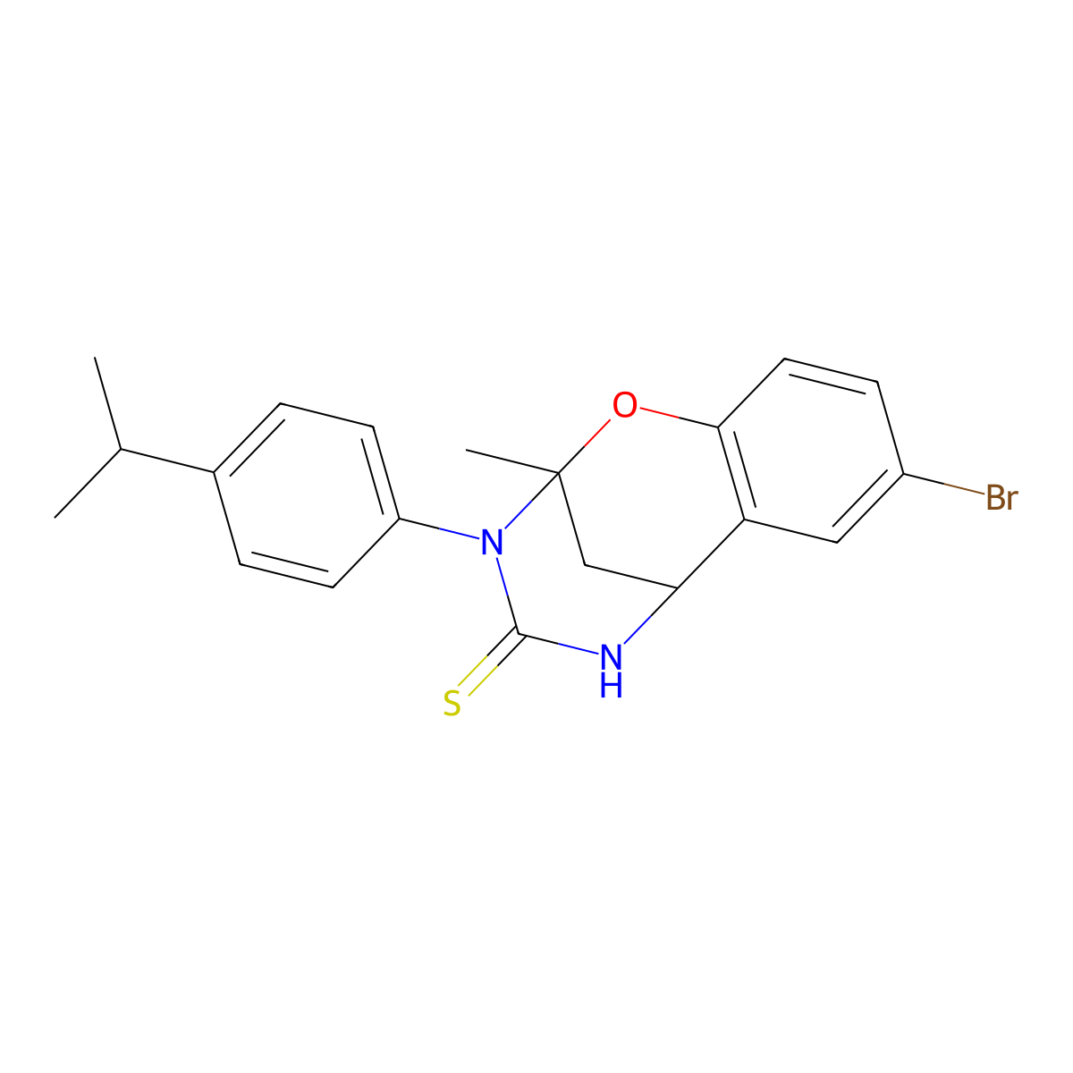 8-bromo-3-(4-isopropylphenyl)-2-methyl-5,6-dihydro-2H-2,6-methanobenzo[g][1,3,5]oxadiazocine-4(3H)-thione molecular structure, CAS 1019149-78-0