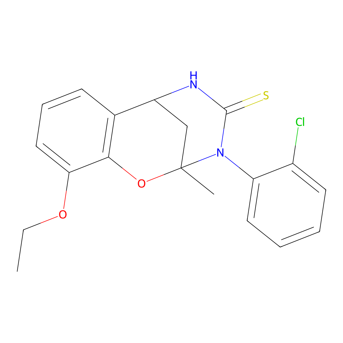 3-(2-chlorophenyl)-10-ethoxy-2-methyl-5,6-dihydro-2H-2,6-methanobenzo[g][1,3,5]oxadiazocine-4(3H)-thione molecular structure, CAS 1019149-90-6