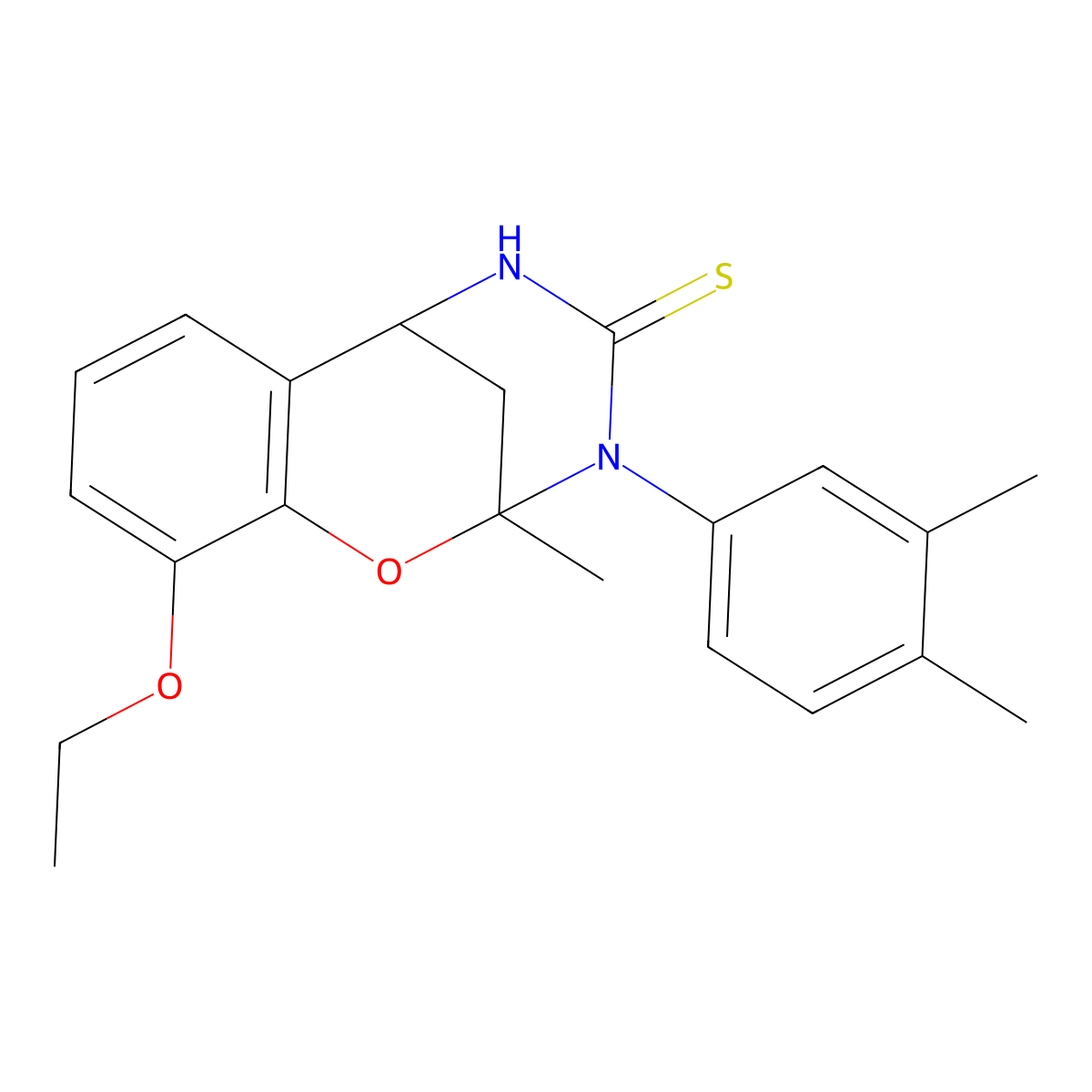 3-(3,4-dimethylphenyl)-10-ethoxy-2-methyl-5,6-dihydro-2H-2,6-methanobenzo[g][1,3,5]oxadiazocine-4(3H)-thione molecular structure, CAS 1019149-93-9