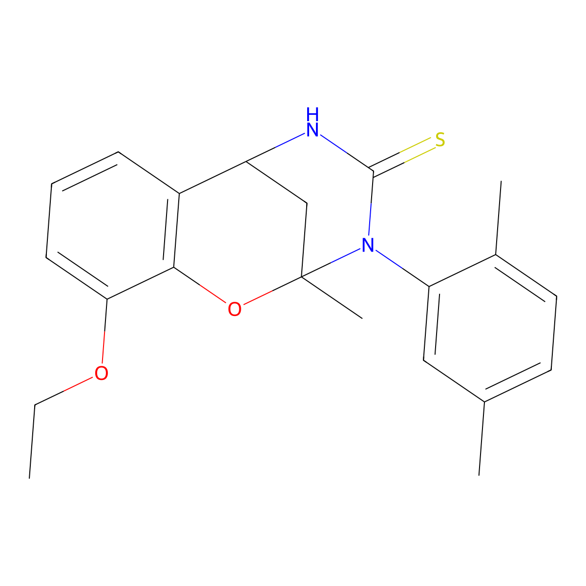 3-(2,5-dimethylphenyl)-10-ethoxy-2-methyl-5,6-dihydro-2H-2,6-methanobenzo[g][1,3,5]oxadiazocine-4(3H)-thione molecular structure, CAS 1019149-97-3