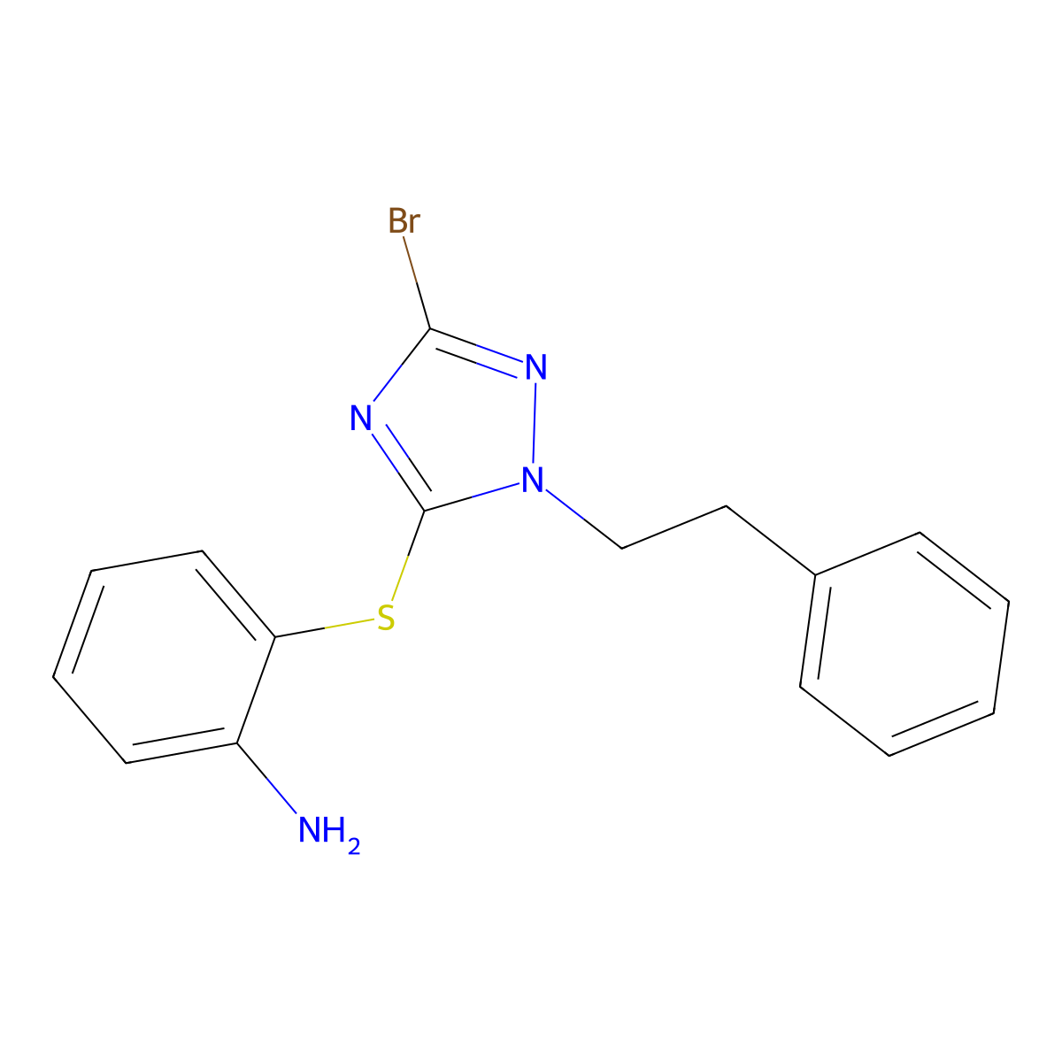 2-{[3-bromo-1-(2-phenylethyl)-1H-1,2,4-triazol-5-yl]sulfanyl}aniline molecular structure, CAS 1019150-09-4