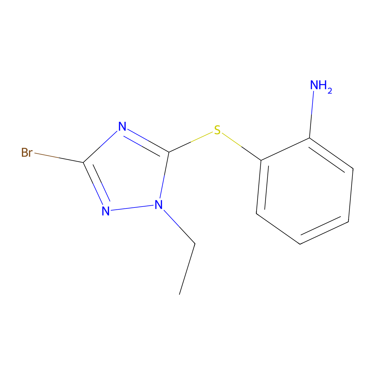 2-[(3-bromo-1-ethyl-1H-1,2,4-triazol-5-yl)sulfanyl]aniline molecular structure, CAS 1019150-10-7