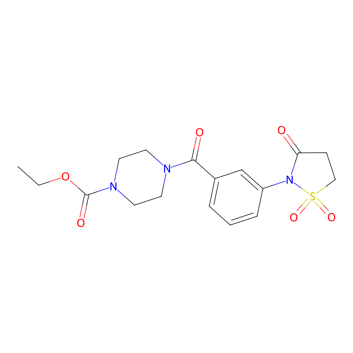 Ethyl 4-[3-(1,1-dioxido-3-oxo-2-isothiazolidinyl)benzoyl]-1-piperazinecarboxylate molecular structure, CAS 1019150-57-2