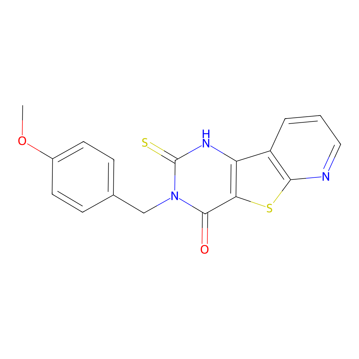 3-(4-methoxybenzyl)-2-thioxo-2,3-dihydropyrido[3',2':4,5]thieno[3,2-d]pyrimidin-4(1H)-one molecular structure, CAS 1019151-39-3