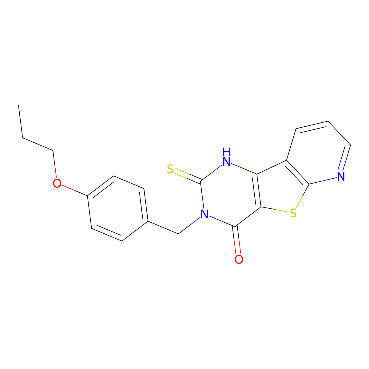 3-(4-propoxybenzyl)-2-thioxo-2,3-dihydropyrido[3',2':4,5]thieno[3,2-d]pyrimidin-4(1H)-one molecular structure, CAS 1019151-41-7