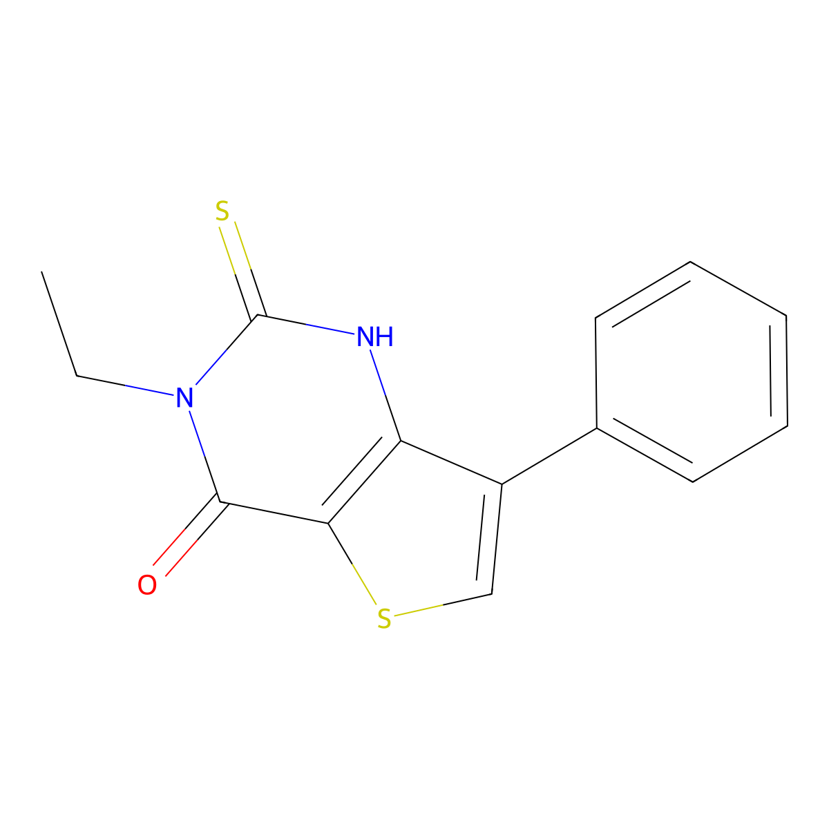 3-ethyl-7-phenyl-2-thioxo-2,3-dihydrothieno[3,2-d]pyrimidin-4(1H)-one molecular structure, CAS 1019151-95-1