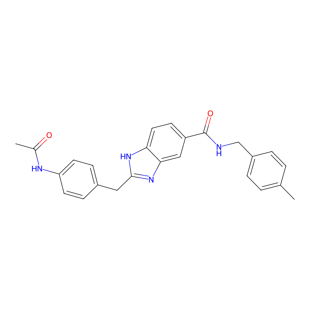 2-[4-(acetylamino)benzyl]-N-(4-methylbenzyl)-1H-benzimidazole-5-carboxamide molecular structure, CAS 1019152-08-9