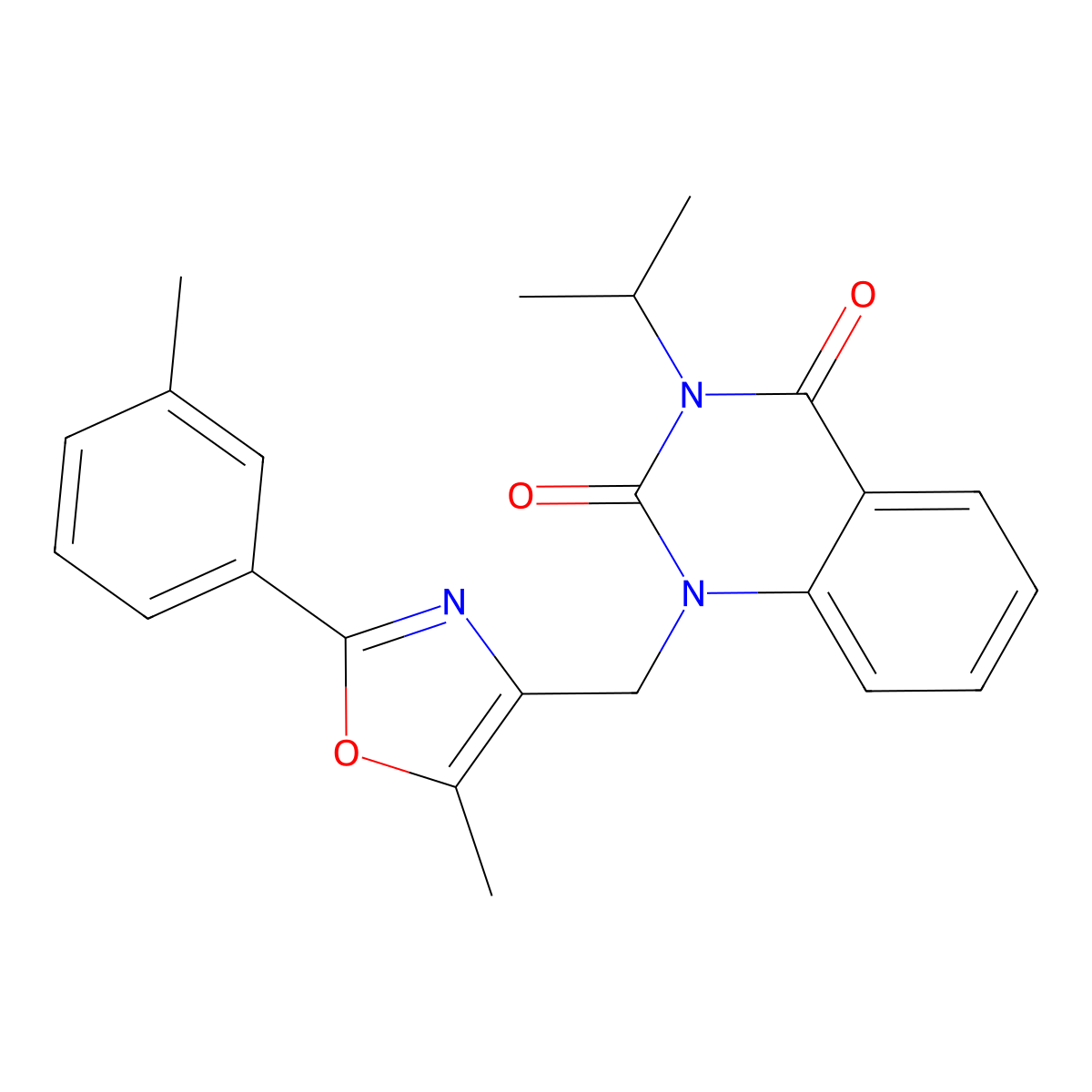 1-{[5-Methyl-2-(3-methylphenyl)-1,3-oxazol-4-yl]methyl}-3-(propan-2-yl)-1,2,3,4-tetrahydroquinazoline-2,4-dione molecular structure, CAS 1019152-10-3