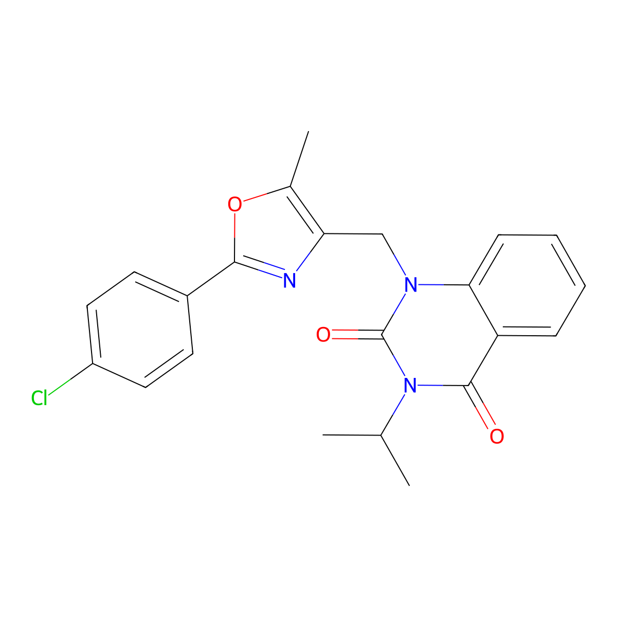 1-{[2-(4-Chlorophenyl)-5-methyl-1,3-oxazol-4-yl]methyl}-3-(propan-2-yl)-1,2,3,4-tetrahydroquinazoline-2,4-dione molecular structure, CAS 1019152-13-6