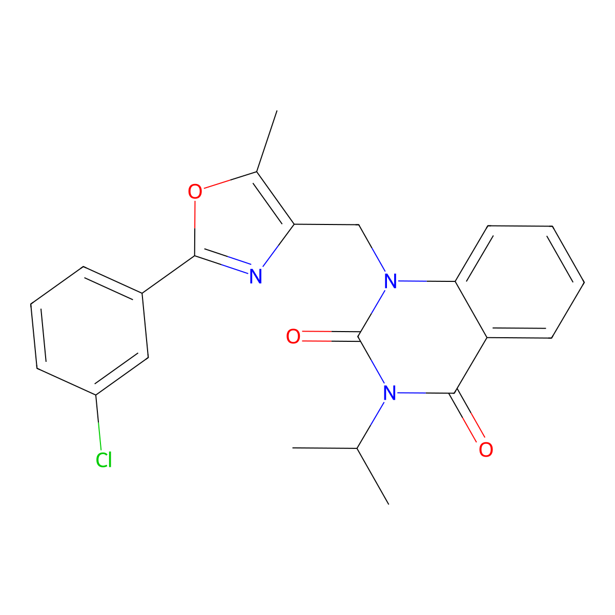 1-{[2-(3-Chlorophenyl)-5-methyl-1,3-oxazol-4-yl]methyl}-3-(propan-2-yl)-1,2,3,4-tetrahydroquinazoline-2,4-dione molecular structure, CAS 1019152-16-9