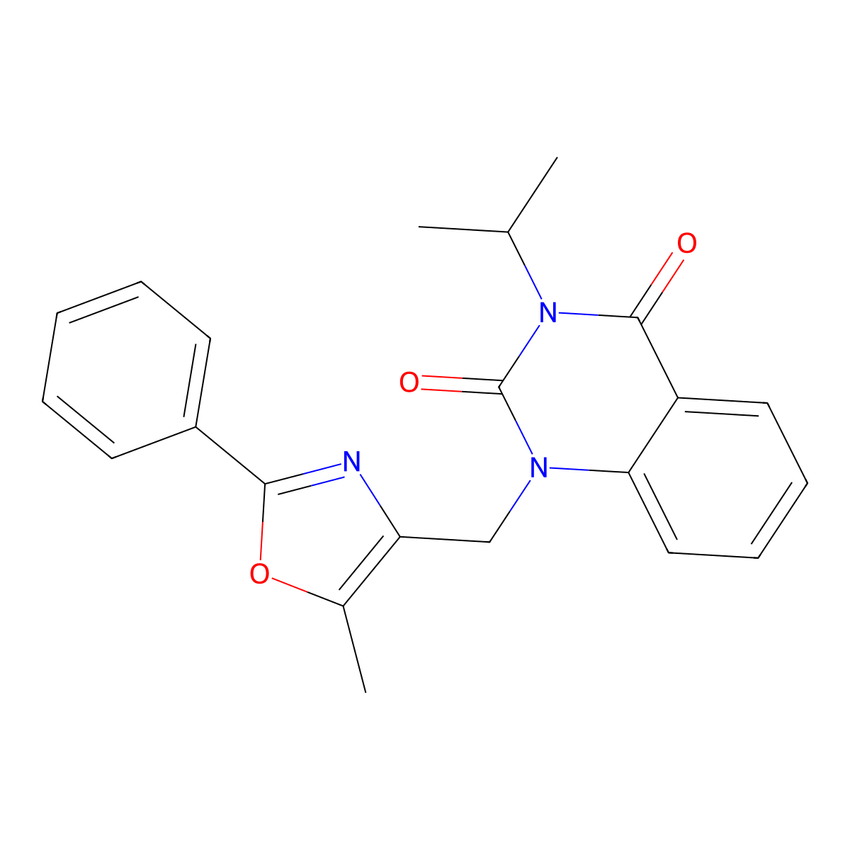 1-[(5-Methyl-2-phenyl-1,3-oxazol-4-yl)methyl]-3-(propan-2-yl)-1,2,3,4-tetrahydroquinazoline-2,4-dione molecular structure, CAS 1019152-19-2