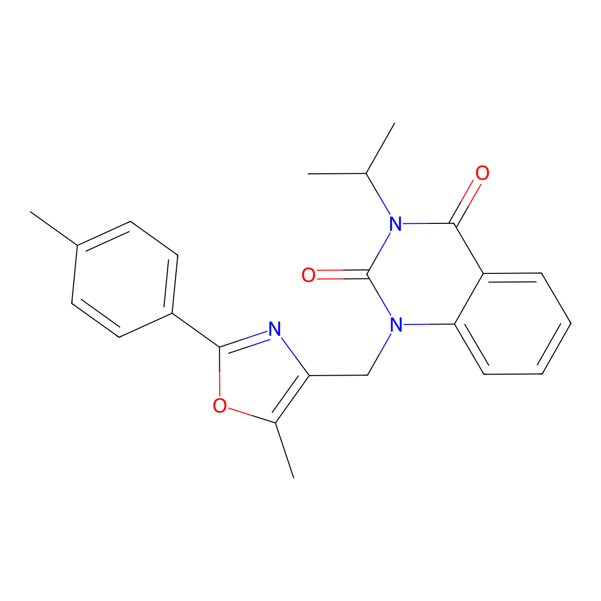 1-{[5-Methyl-2-(4-methylphenyl)-1,3-oxazol-4-yl]methyl}-3-(propan-2-yl)-1,2,3,4-tetrahydroquinazoline-2,4-dione molecular structure, CAS 1019152-25-0