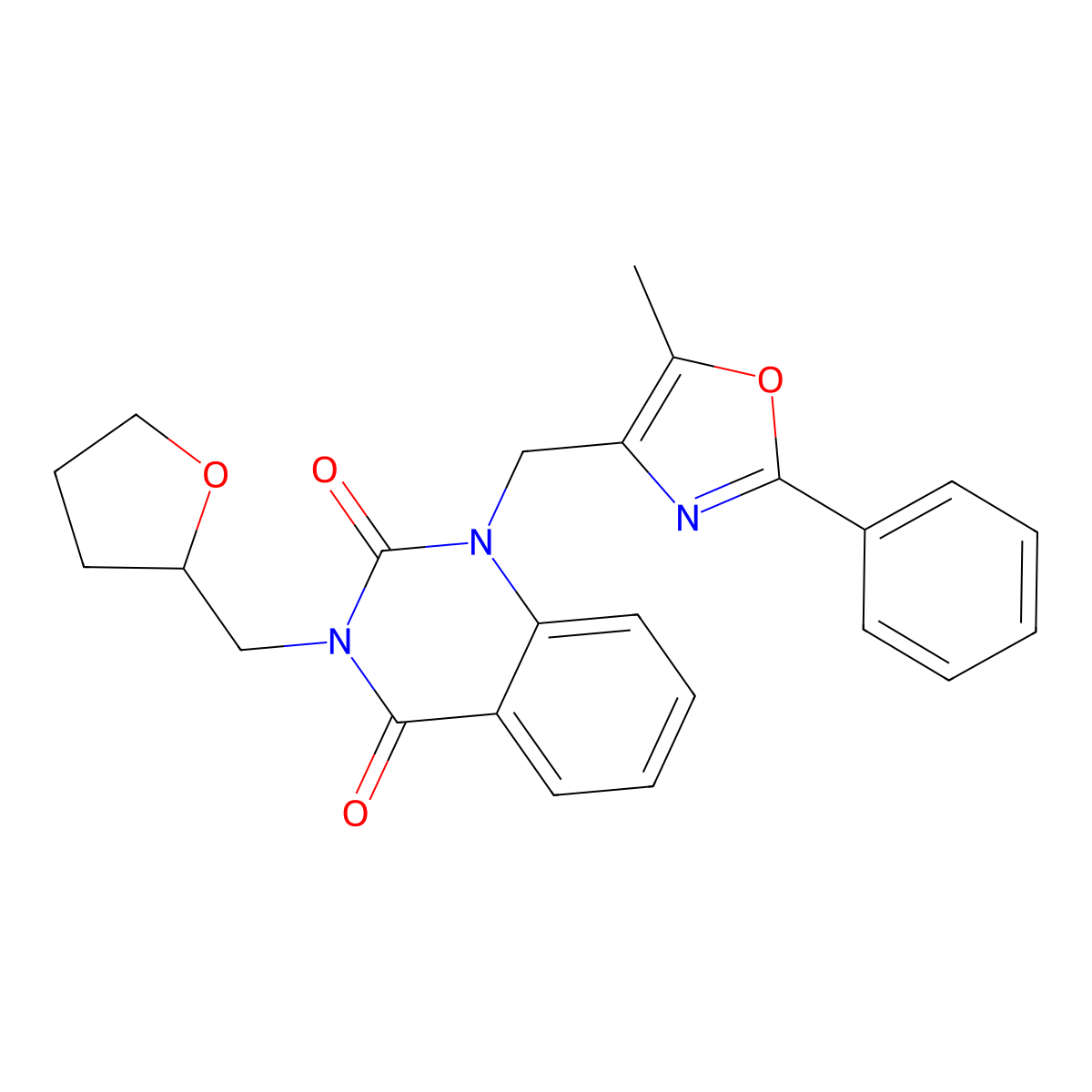 1-((5-methyl-2-phenyloxazol-4-yl)methyl)-3-((tetrahydrofuran-2-yl)methyl)quinazoline-2,4(1H,3H)-dione molecular structure, CAS 1019152-43-2