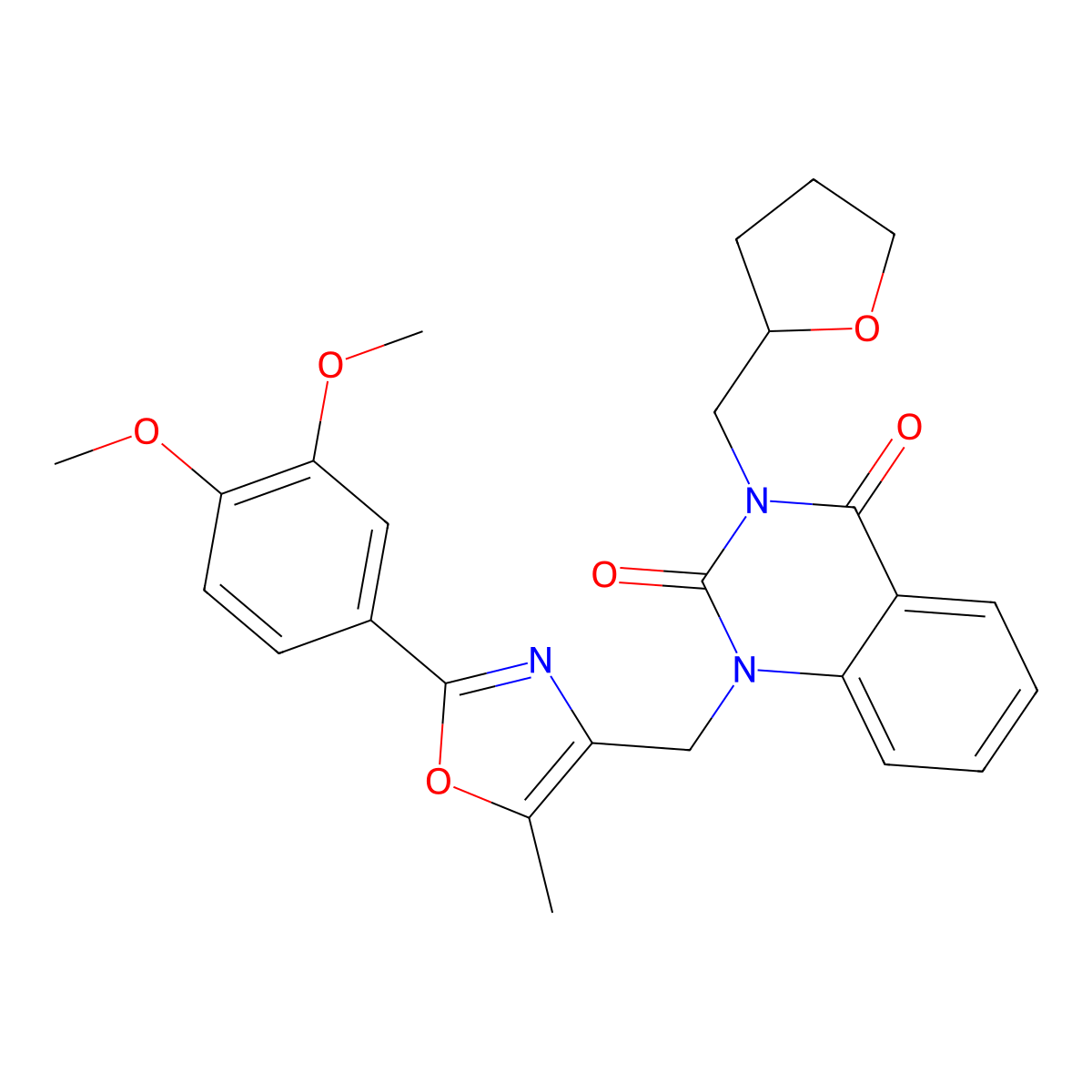1-((2-(3,4-dimethoxyphenyl)-5-methyloxazol-4-yl)methyl)-3-((tetrahydrofuran-2-yl)methyl)quinazoline-2,4(1H,3H)-dione molecular structure, CAS 1019152-46-5