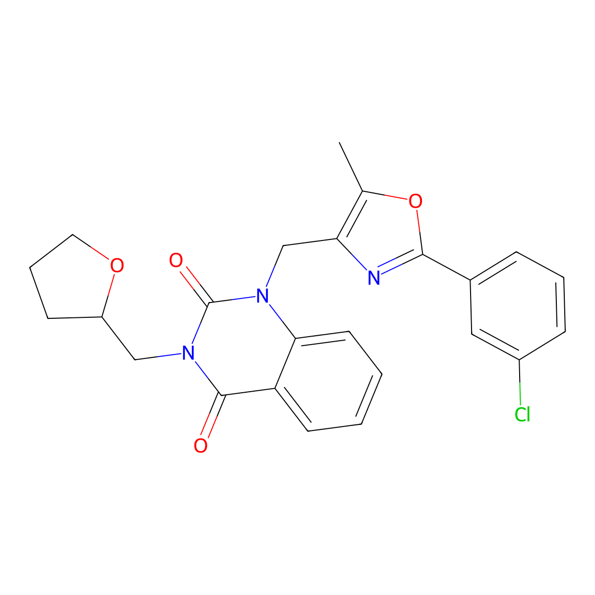 1-((2-(3-chlorophenyl)-5-methyloxazol-4-yl)methyl)-3-((tetrahydrofuran-2-yl)methyl)quinazoline-2,4(1H,3H)-dione molecular structure, CAS 1019152-52-3