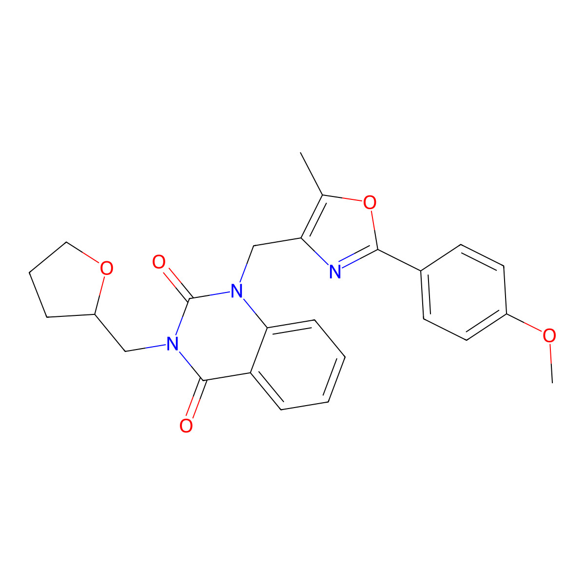 1-((2-(4-methoxyphenyl)-5-methyloxazol-4-yl)methyl)-3-((tetrahydrofuran-2-yl)methyl)quinazoline-2,4(1H,3H)-dione molecular structure, CAS 1019152-61-4
