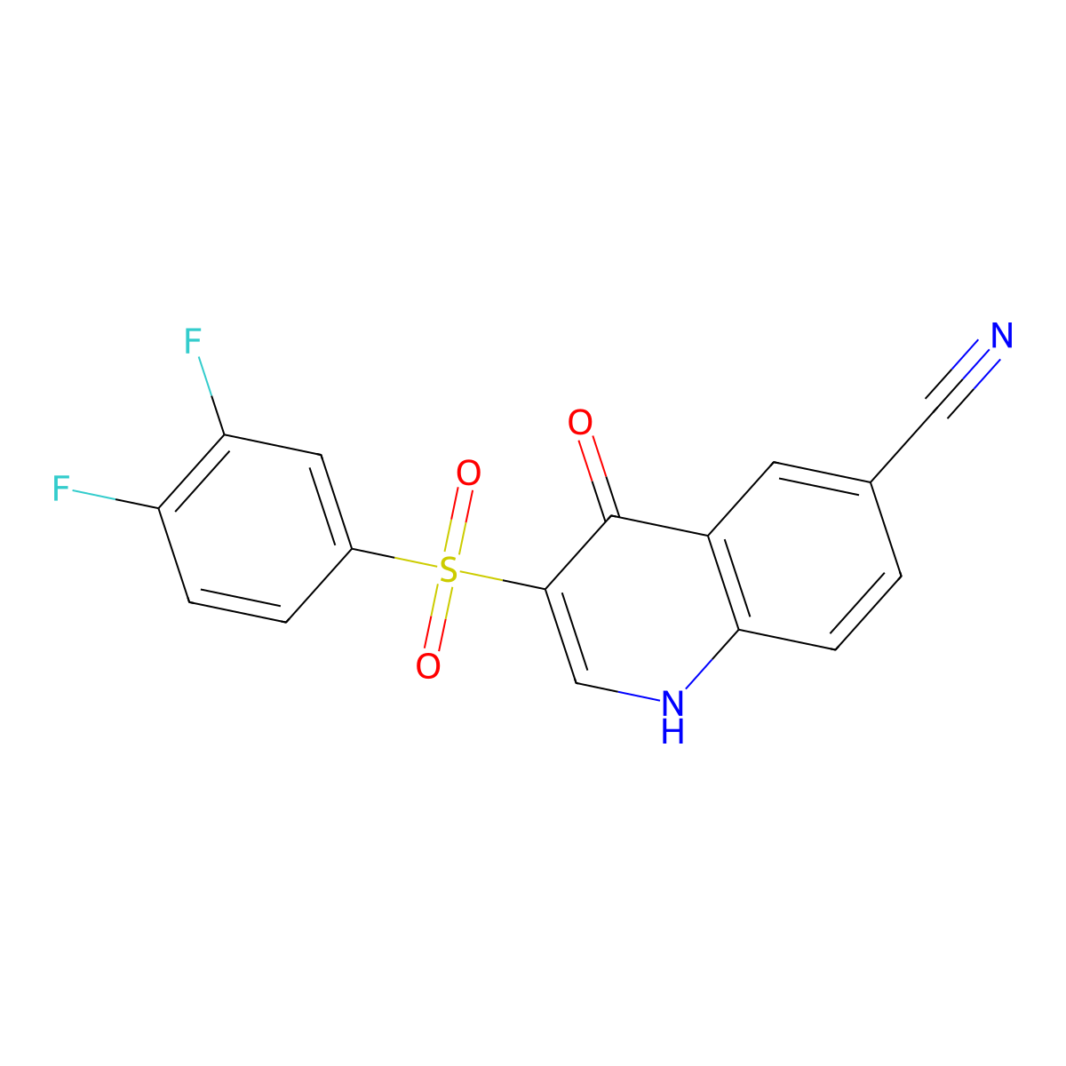 3-((3,4-Difluorophenyl)sulfonyl)-4-oxo-1,4-dihydroquinoline-6-carbonitrile molecular structure, CAS 1019152-81-8