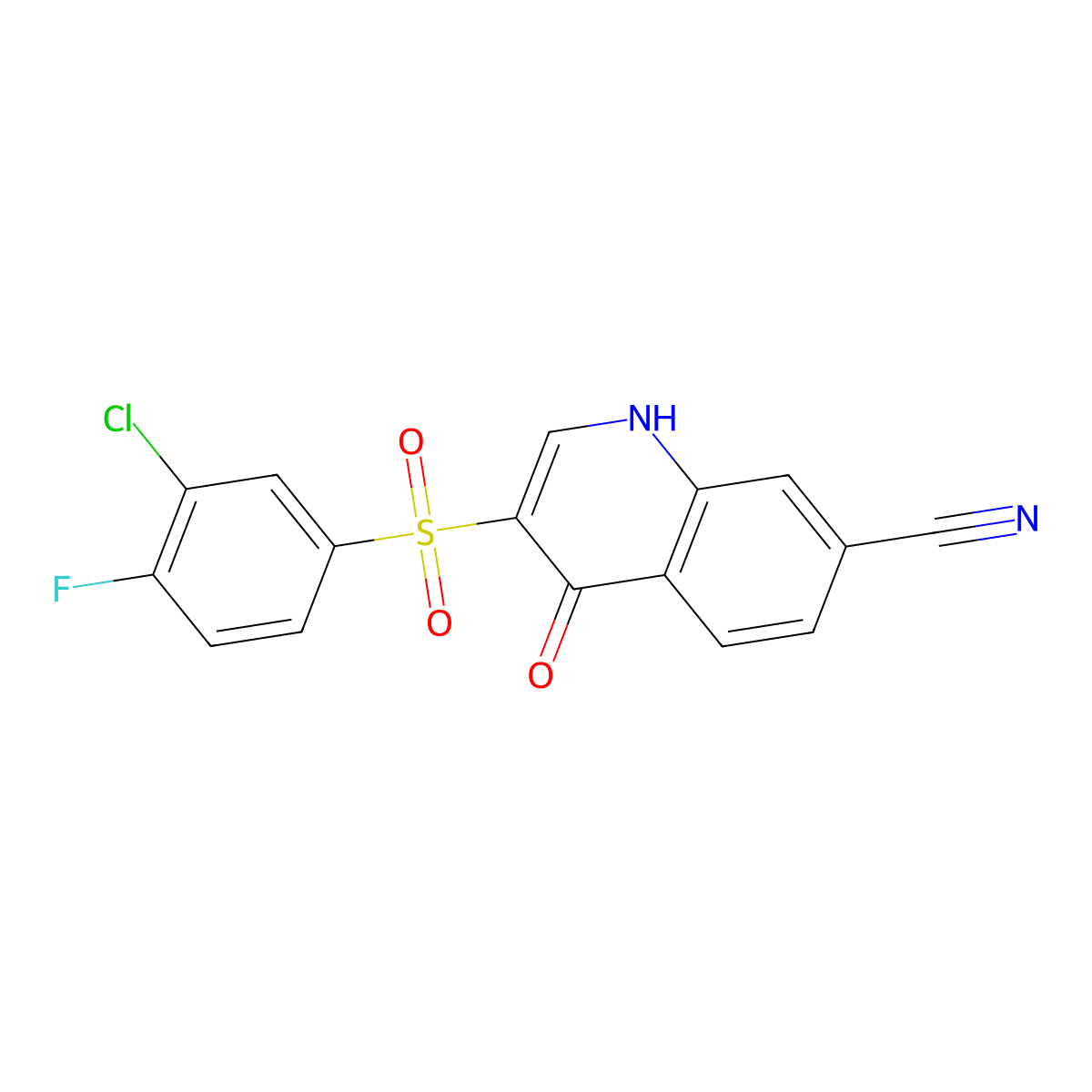 3-((3-Chloro-4-fluorophenyl)sulfonyl)-4-oxo-1,4-dihydroquinoline-7-carbonitrile molecular structure, CAS 1019152-89-6