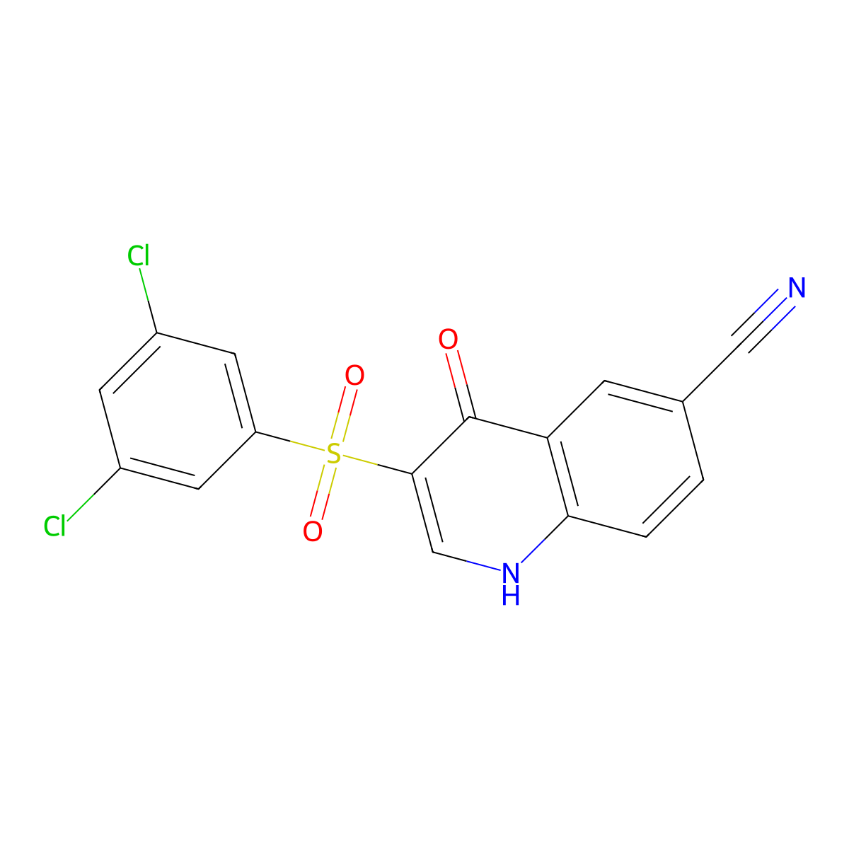 3-((3,5-Dichlorophenyl)sulfonyl)-4-oxo-1,4-dihydroquinoline-6-carbonitrile molecular structure, CAS 1019153-09-3