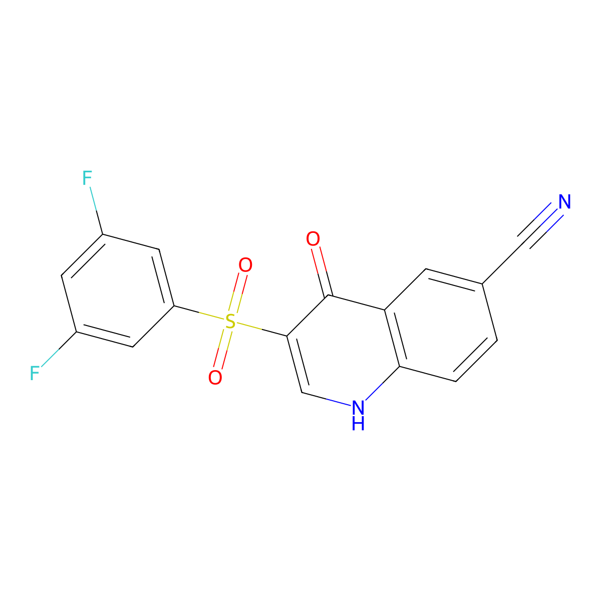 3-((3,5-Difluorophenyl)sulfonyl)-4-oxo-1,4-dihydroquinoline-6-carbonitrile molecular structure, CAS 1019153-12-8
