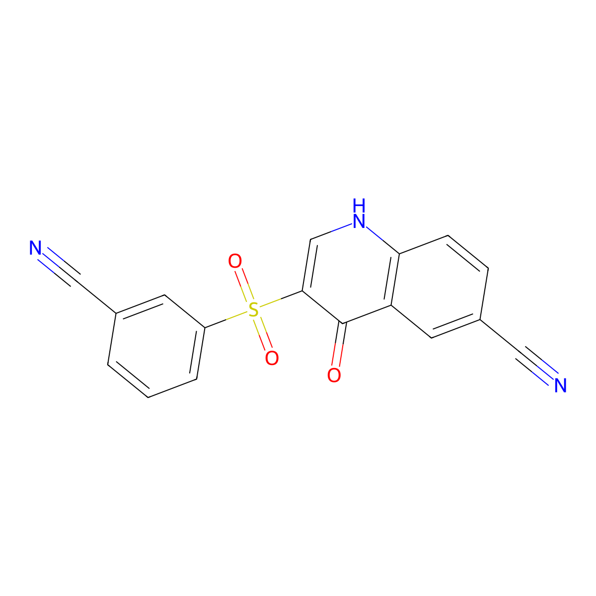 3-((3-Cyanophenyl)sulfonyl)-4-oxo-1,4-dihydroquinoline-6-carbonitrile molecular structure, CAS 1019153-21-9