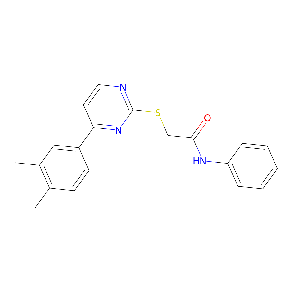 2-{[4-(3,4-dimethylphenyl)pyrimidin-2-yl]sulfanyl}-N-phenylacetamide molecular structure, CAS 1019153-39-9