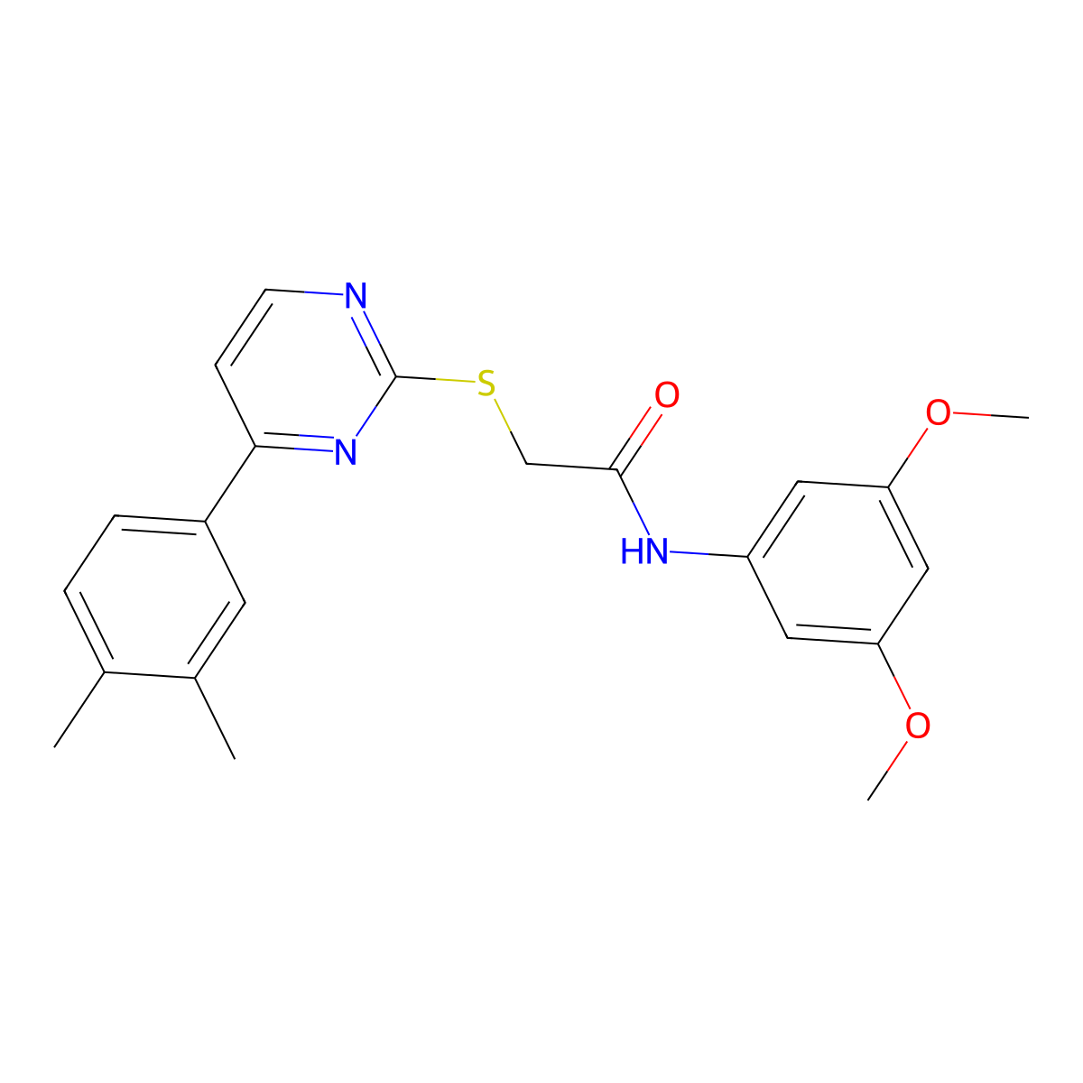 N-(3,5-dimethoxyphenyl)-2-{[4-(3,4-dimethylphenyl)pyrimidin-2-yl]sulfanyl}acetamide molecular structure, CAS 1019153-42-4