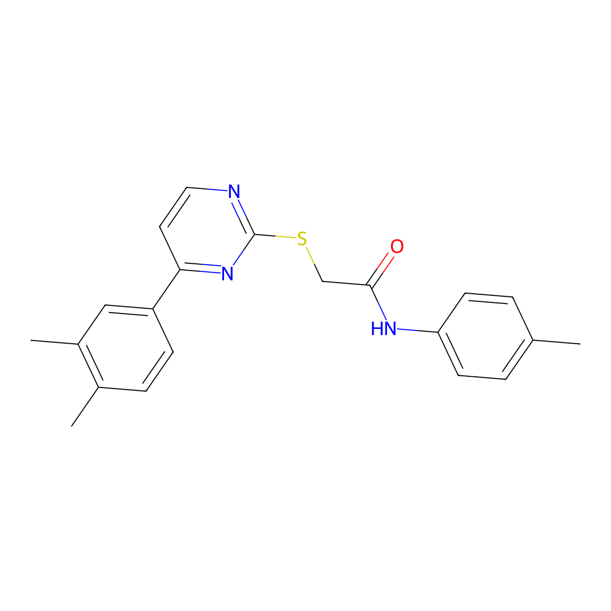 2-{[4-(3,4-dimethylphenyl)pyrimidin-2-yl]sulfanyl}-N-(4-methylphenyl)acetamide molecular structure, CAS 1019153-51-5