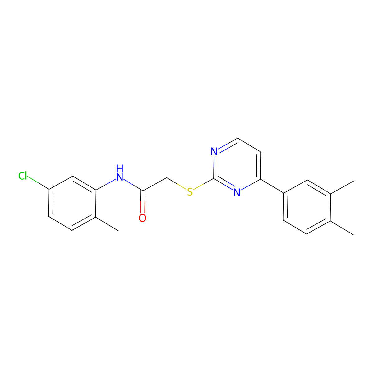 N-(5-chloro-2-methylphenyl)-2-{[4-(3,4-dimethylphenyl)pyrimidin-2-yl]sulfanyl}acetamide molecular structure, CAS 1019153-60-6