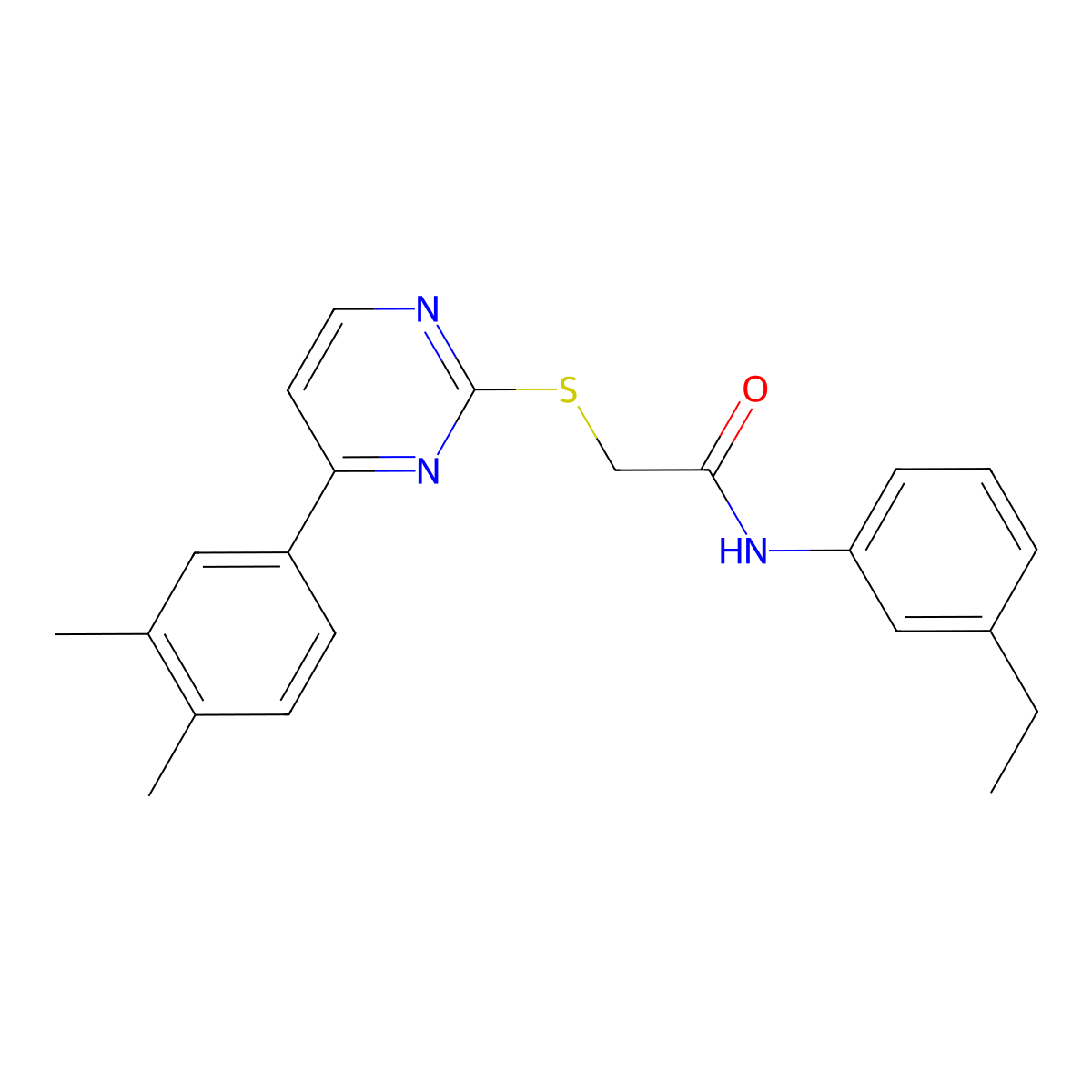 2-{[4-(3,4-dimethylphenyl)pyrimidin-2-yl]sulfanyl}-N-(3-ethylphenyl)acetamide molecular structure, CAS 1019153-66-2