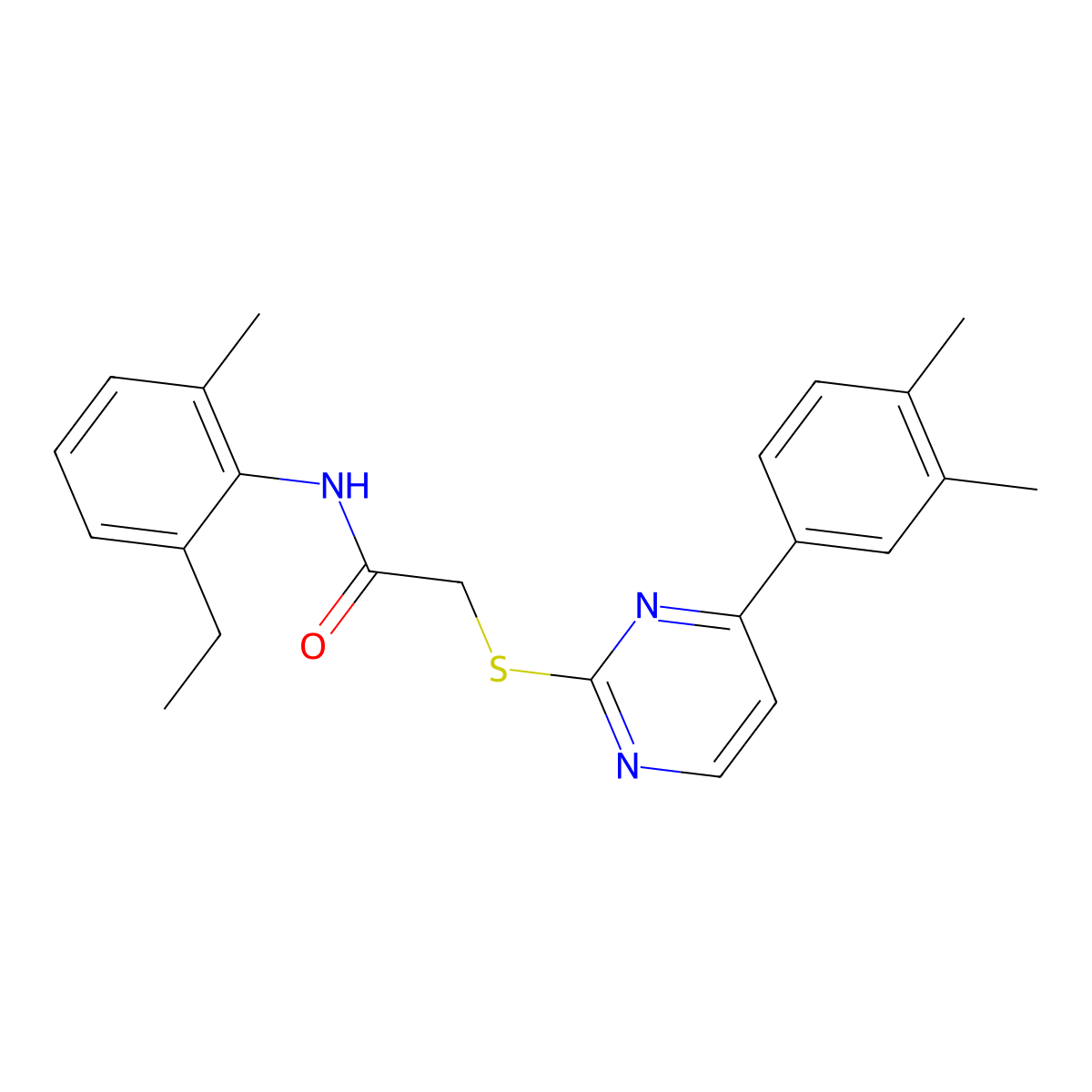 2-{[4-(3,4-dimethylphenyl)pyrimidin-2-yl]sulfanyl}-N-(2-ethyl-6-methylphenyl)acetamide molecular structure, CAS 1019153-69-5