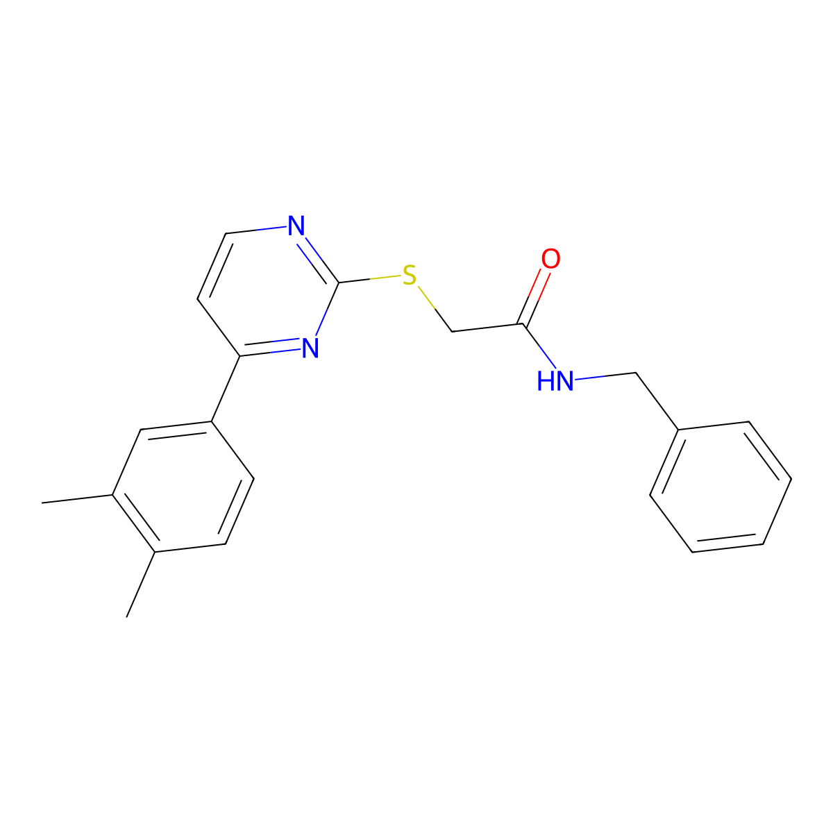 N-benzyl-2-{[4-(3,4-dimethylphenyl)pyrimidin-2-yl]sulfanyl}acetamide molecular structure, CAS 1019153-72-0