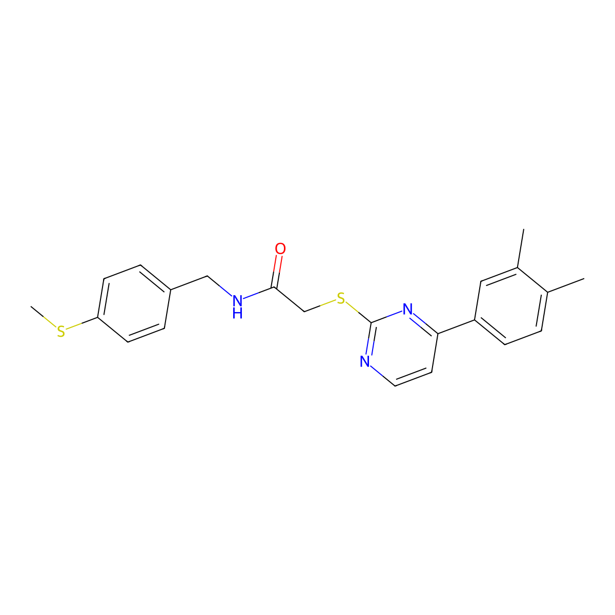 2-{[4-(3,4-dimethylphenyl)pyrimidin-2-yl]sulfanyl}-N-[4-(methylsulfanyl)benzyl]acetamide molecular structure, CAS 1019153-79-7
