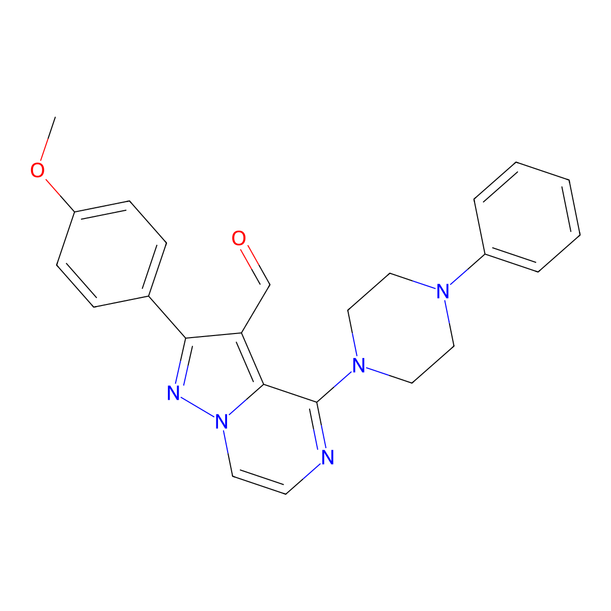 2-(4-Methoxyphenyl)-4-(4-phenylpiperazin-1-yl)pyrazolo[1,5-a]pyrazine-3-carbaldehyde molecular structure, CAS 1019153-91-3