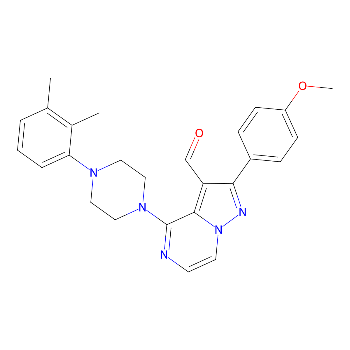 4-[4-(2,3-Dimethylphenyl)piperazin-1-yl]-2-(4-methoxyphenyl)pyrazolo[1,5-a]pyrazine-3-carbaldehyde molecular structure, CAS 1019154-11-0