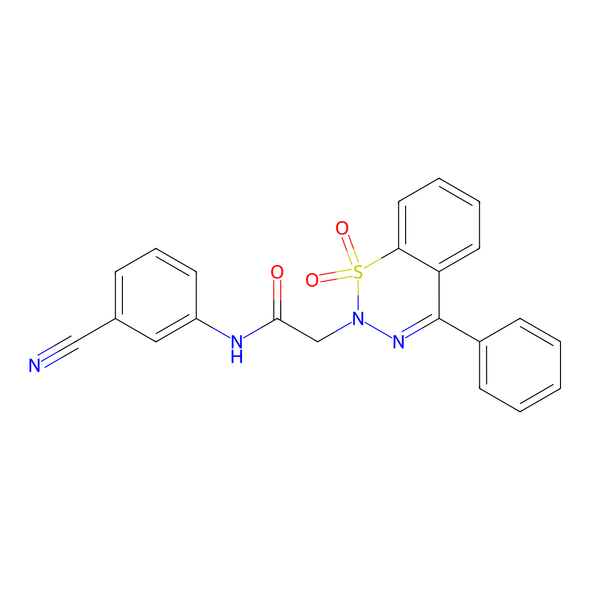 N-(3-cyanophenyl)-2-(1,1-dioxido-4-phenyl-2H-benzo[e][1,2,3]thiadiazin-2-yl)acetamide molecular structure, CAS 1019156-77-4